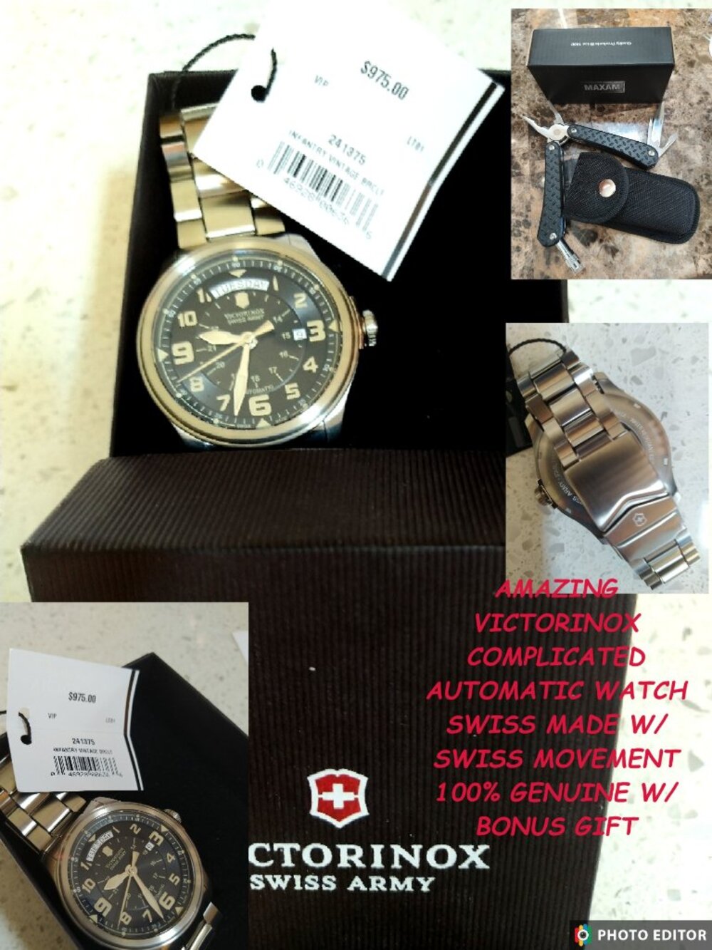 New Victorinox Swiss Army 241375 "Infantry Vintage" Automatic Watch-Rare!